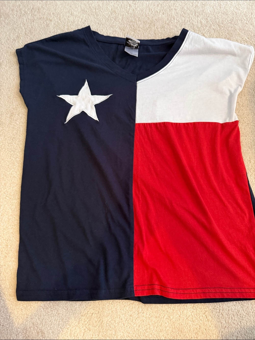 Star of Texas Colorblock Short Sleeve Tee - Navy, White & Red Texas flag